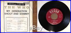 The Who My Generation Italy Vinyl 7' WithPS Extremely Rare Green PS Variant