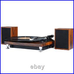 Turntable with Stereo Bookshelf Speakers Retro Turntable Vinyl Record Player MDF