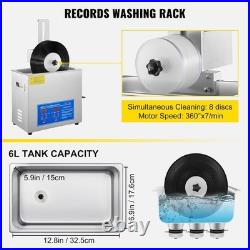 Ultrasonic Vinyl Record Cleaner 6L 7-12 Inch 8 Records Drying Rack 180W