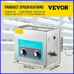 VEVOR Ultrasonic Vinyl Record Cleaner Digital 6L Disc Cleaner with Detachable Rack