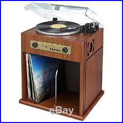 Vintage Stereo Turntable Vinyl Record Player Record Storage Bluetooth Receiver