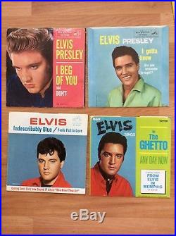 Vinyl 45 Records Elvis Presley Huge Lot 60 Total 15 With Original Sleeves