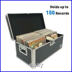 Vinyl Record Album Storage Box Case Aluminum Lp Crate Holds 150 Records Classic