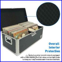 Vinyl Record Album Storage Box Case Aluminum Lp Crate Holds 150 Records Classic