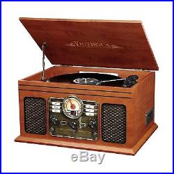Vinyl Record Player Vintage LP Turntable CD Cassette Player FM Radio Bluetooth